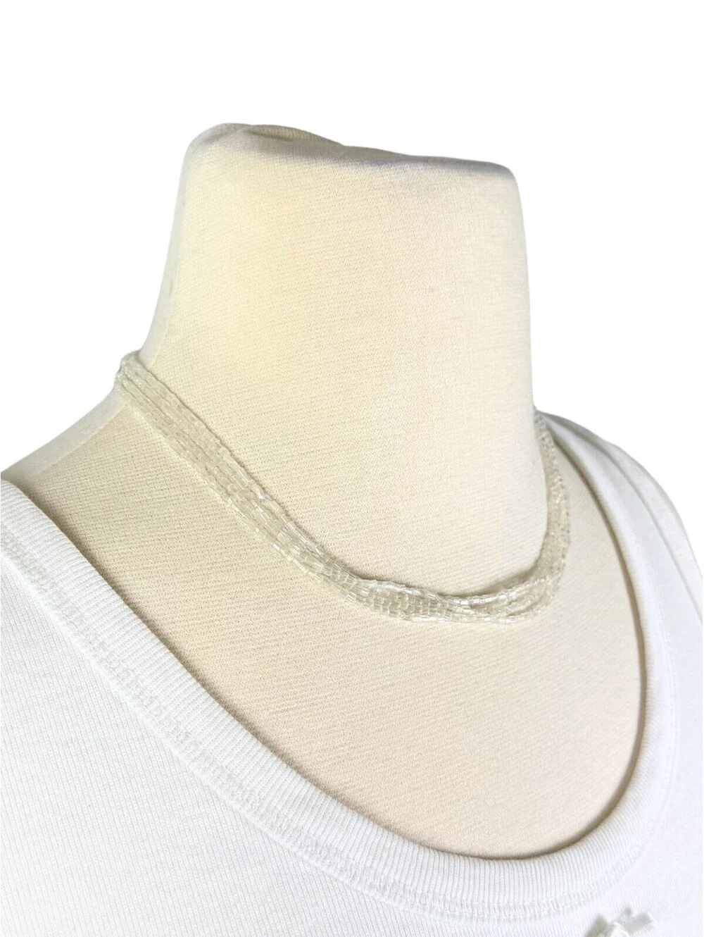 Vintage Clear Glass Beaded Choker Necklace Adjustable Y2K